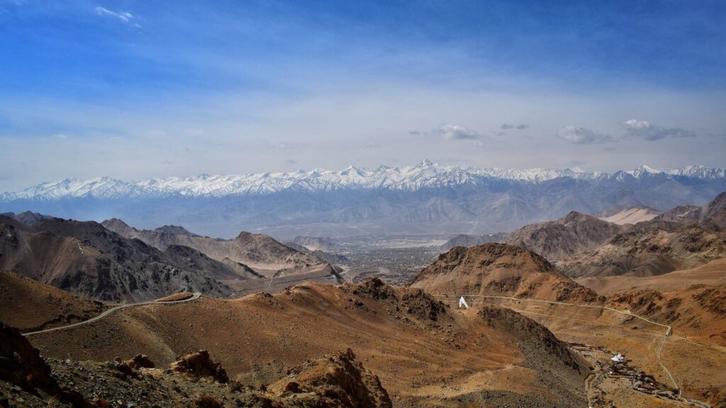 View of Leh on way to Khardung la