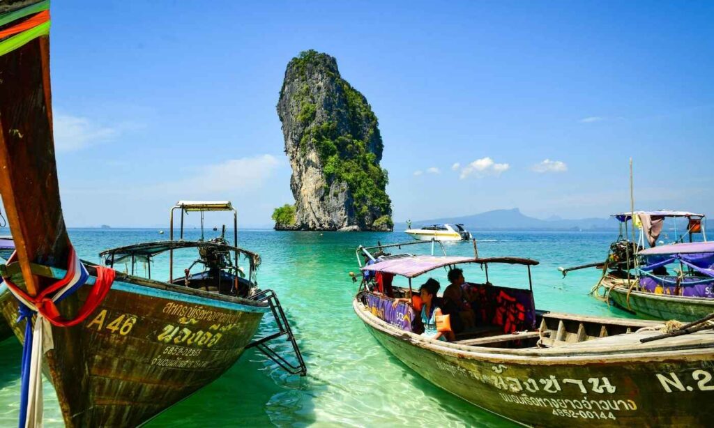 Scenic View of Longtail Boats at Krabi, Thailand