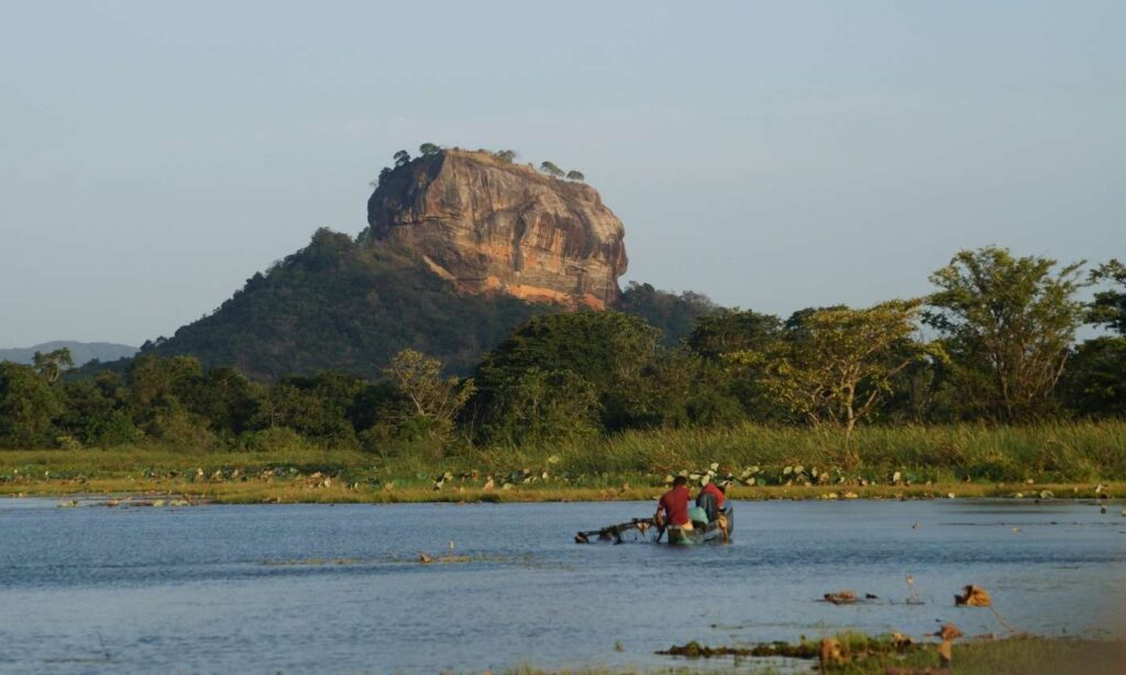 Scenic View of Sigiriya Rock and River in Sri Lanka